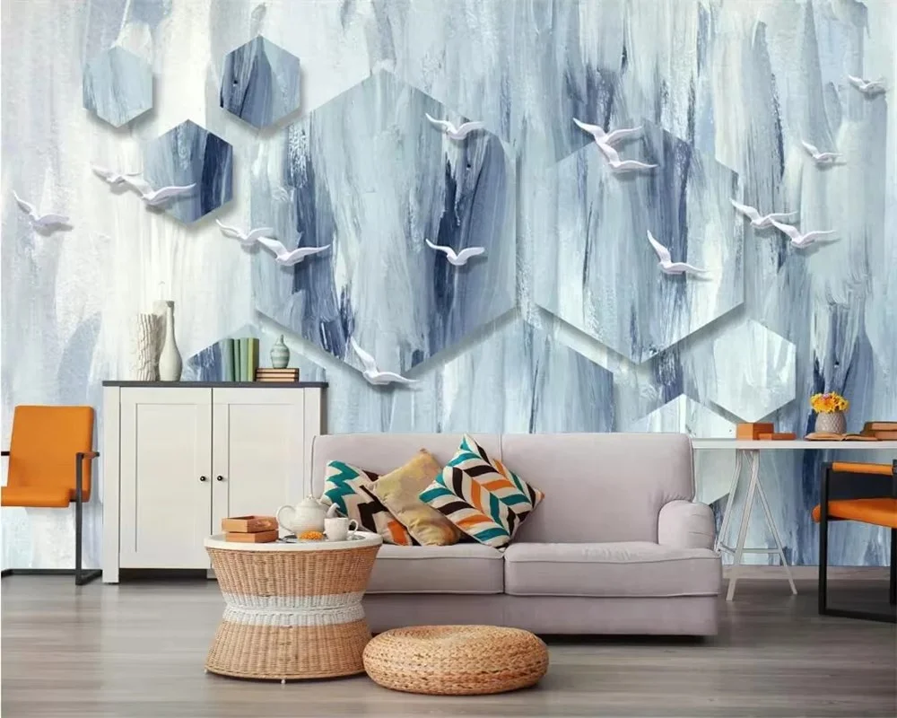 Custom wallpaper 3d light luxury background wall golden solid geometric polygon marble texture stitching decorative wallpaper