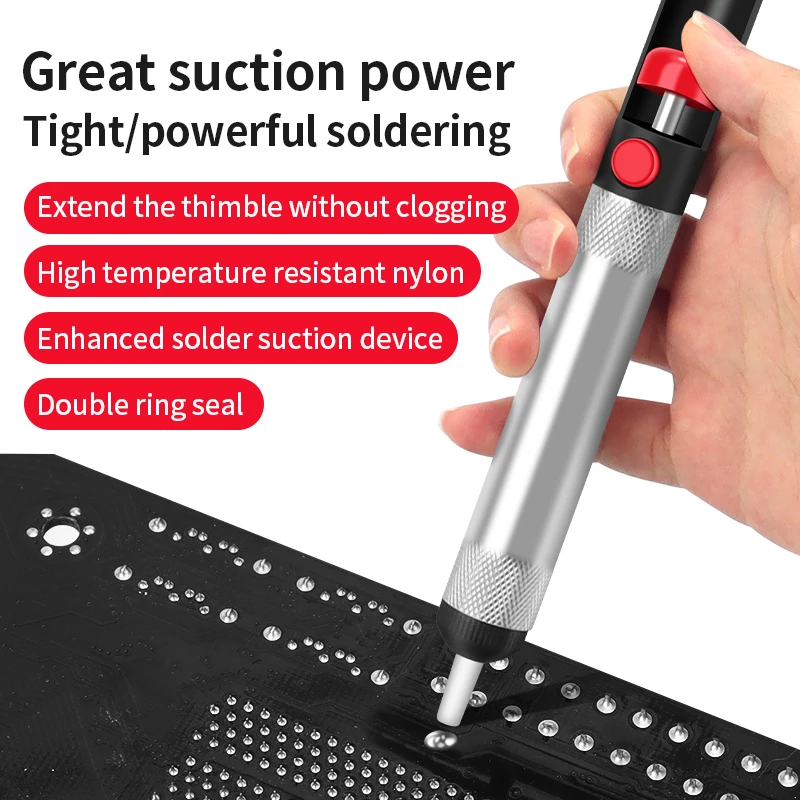 LUXIANZI Aluminum Suction Tin Desoldering Pump Desolder Hand Welding Tools Removal Vacuum Powerful Soldering Sucker Pen