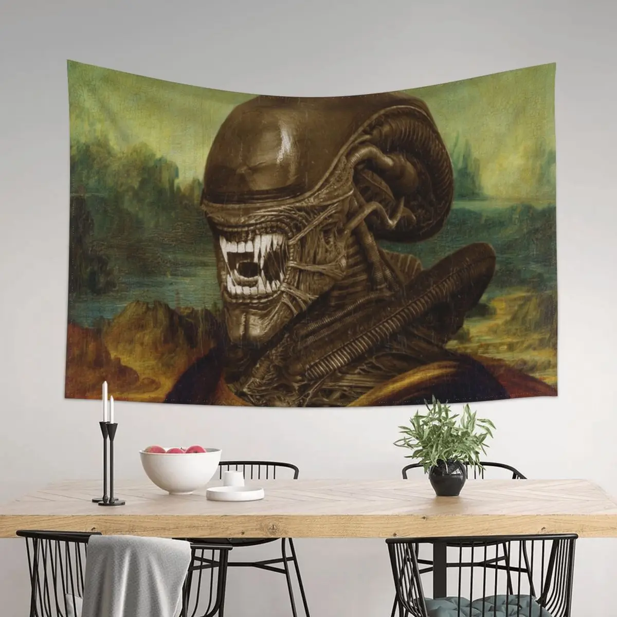 

Mona Lisa Alien Xenomorph Tapestry Korean Room Decor Wall Decoration Items Bedrooms Decor Tapestry