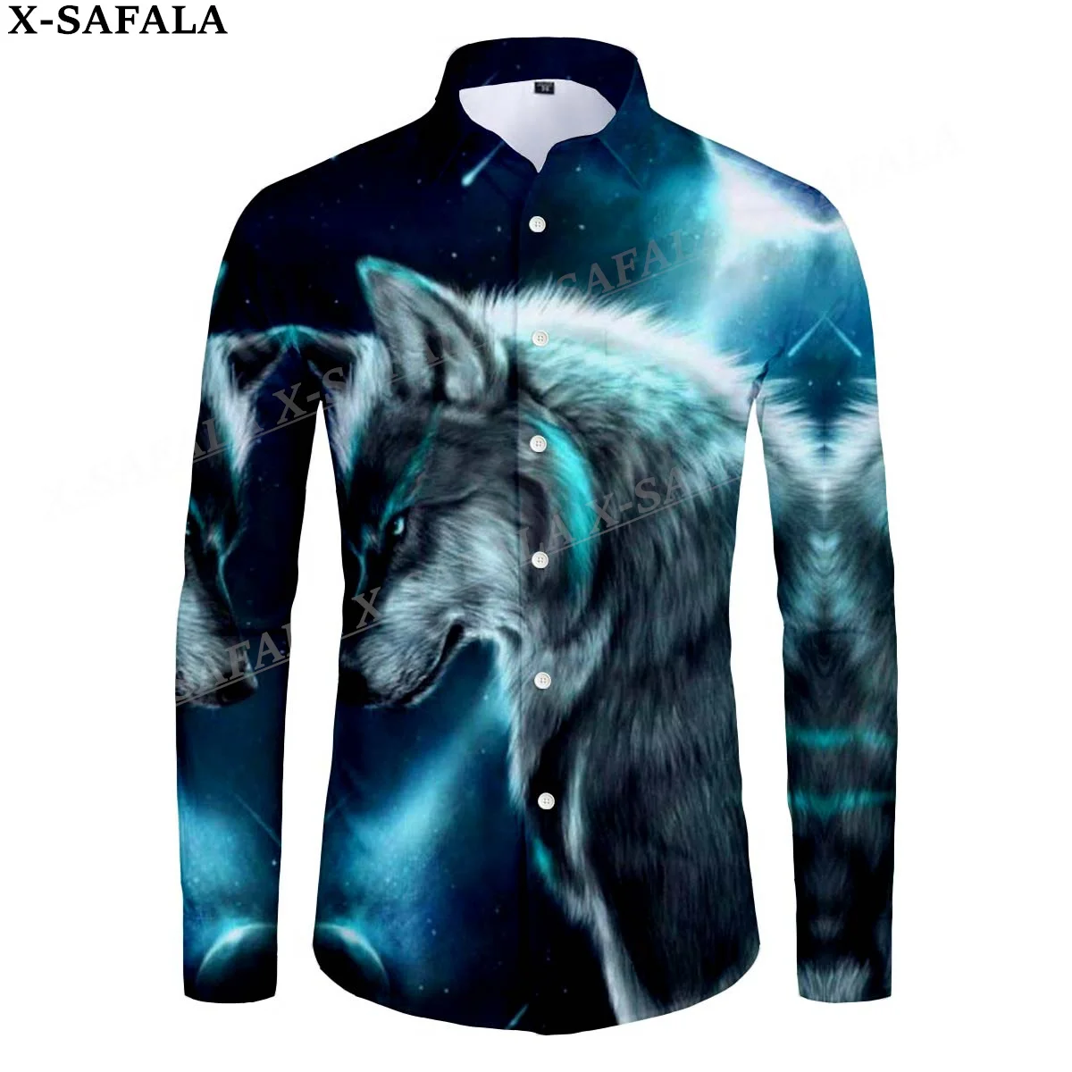 

Native Dark Wolf Moon Dream Catcher 3D Print Men's Luxury Shirt Turn-down Collar Buttoned Up Long Sleeve Tops Hip Hop Tee-7