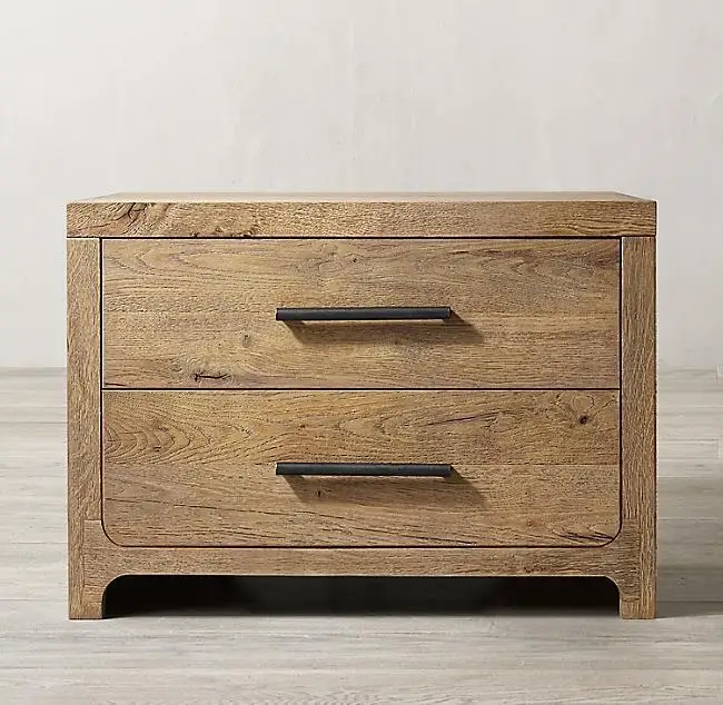 

Прикроватная тумбочка из массива дерева, в деревенском ретро-стиле, итальянский простой стиль, с отделкой по краям, американская мебель RH.