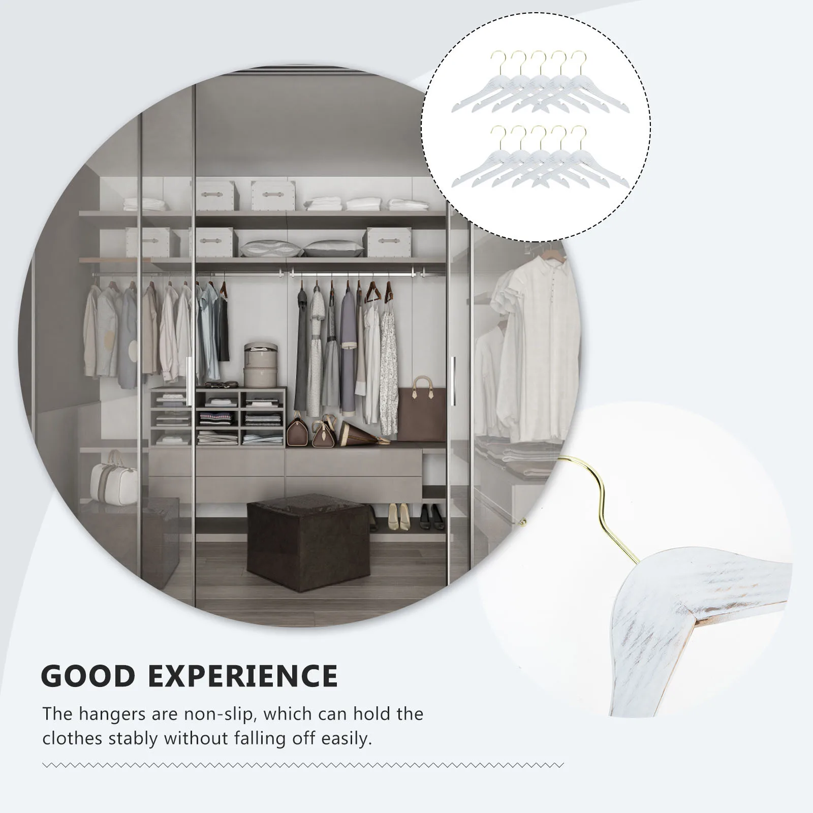 

10Pcs Wooden Clothes Hangers Non-Slip Closet Organizer Hangers Hanger 's Cloth Hanger