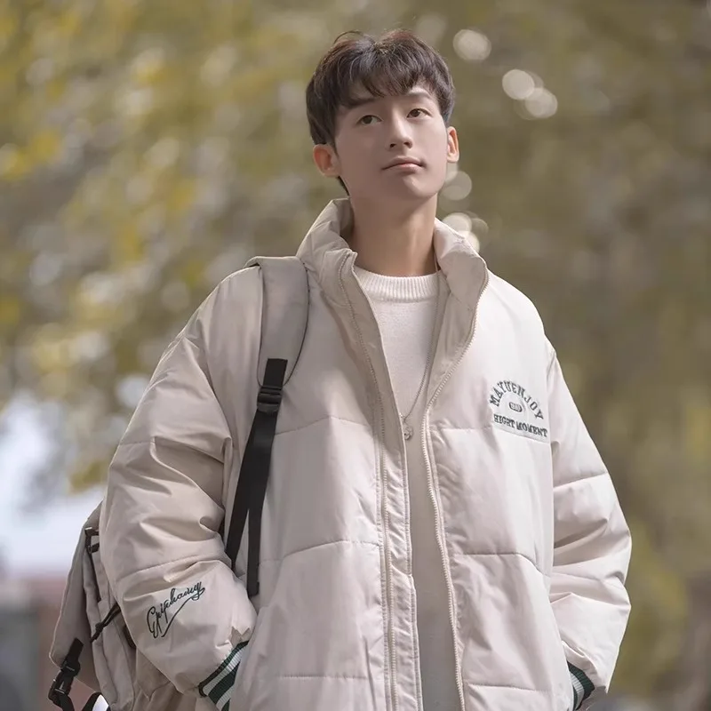 

Stand collar oversized cotton jacket men's winter new thick bread jacket American high street trendy brand cotton jacket