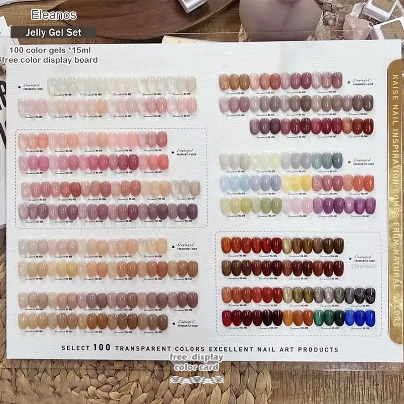 Eleanos 100 Stück * 15 ml transparentes Gel-Nagellack-Set, Maniküre, Herbst-Gelee-Gel, Großhandel, Soak Off UV-LED, klares Gel-Nagellack-Set