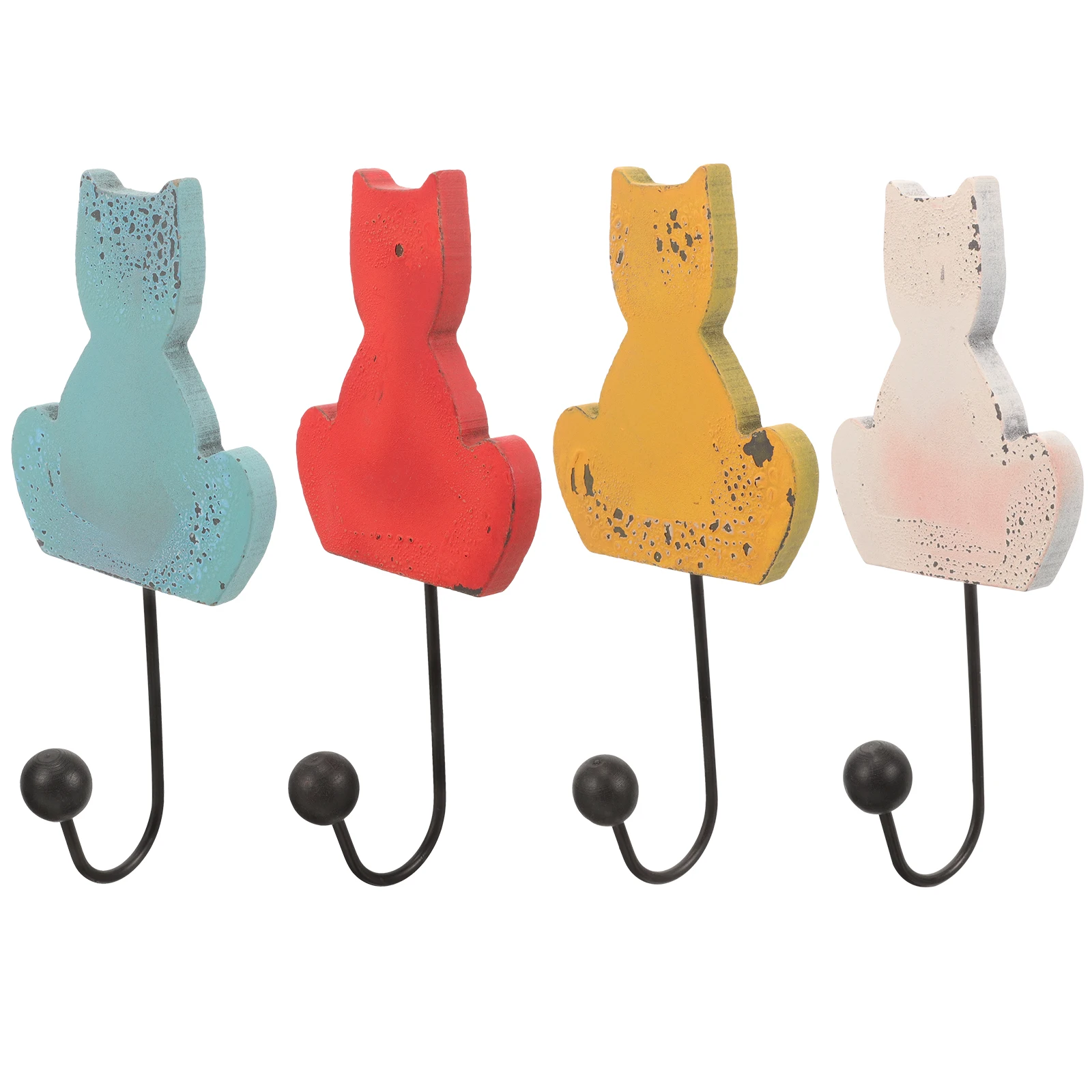 

4pcs Wall Metal Cat Design Decorative Sturdy Coat Hangers For Towels Keys Laundry Bags Bedroom Bathroom Closet Door Towel Hooks