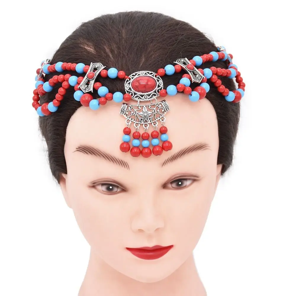 Forehead Chain Bohemia Beads Headband Vintage Headbands Gypsy Tribal Women Head Chain Beaded Tassel Dai Style Hanfu Headwear