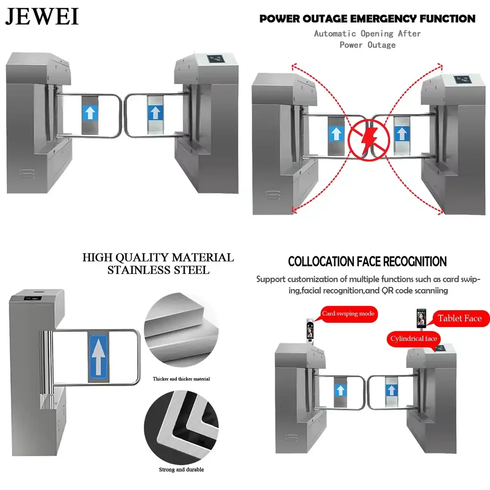 Hot Selling Intelligent Anti-Collision Stainless Steel Pedestrian Turnstile Access Control Bridge Swing Barrier Gate