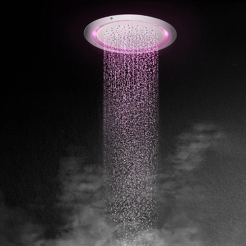 RELEXTIME D600 Large LED Ceiling Rain Shower Head Smart Remote Control Multi-Function Round Curtain Water Outlet Hidden Showrs