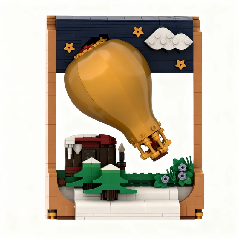 484 Piezas MOC Icons Ride Santa S Golden Balloon, Modelo Alternativo de Bloques de Construcción, Juguetes de Arquitectura, Idea de Regalo de Navidad, Educación