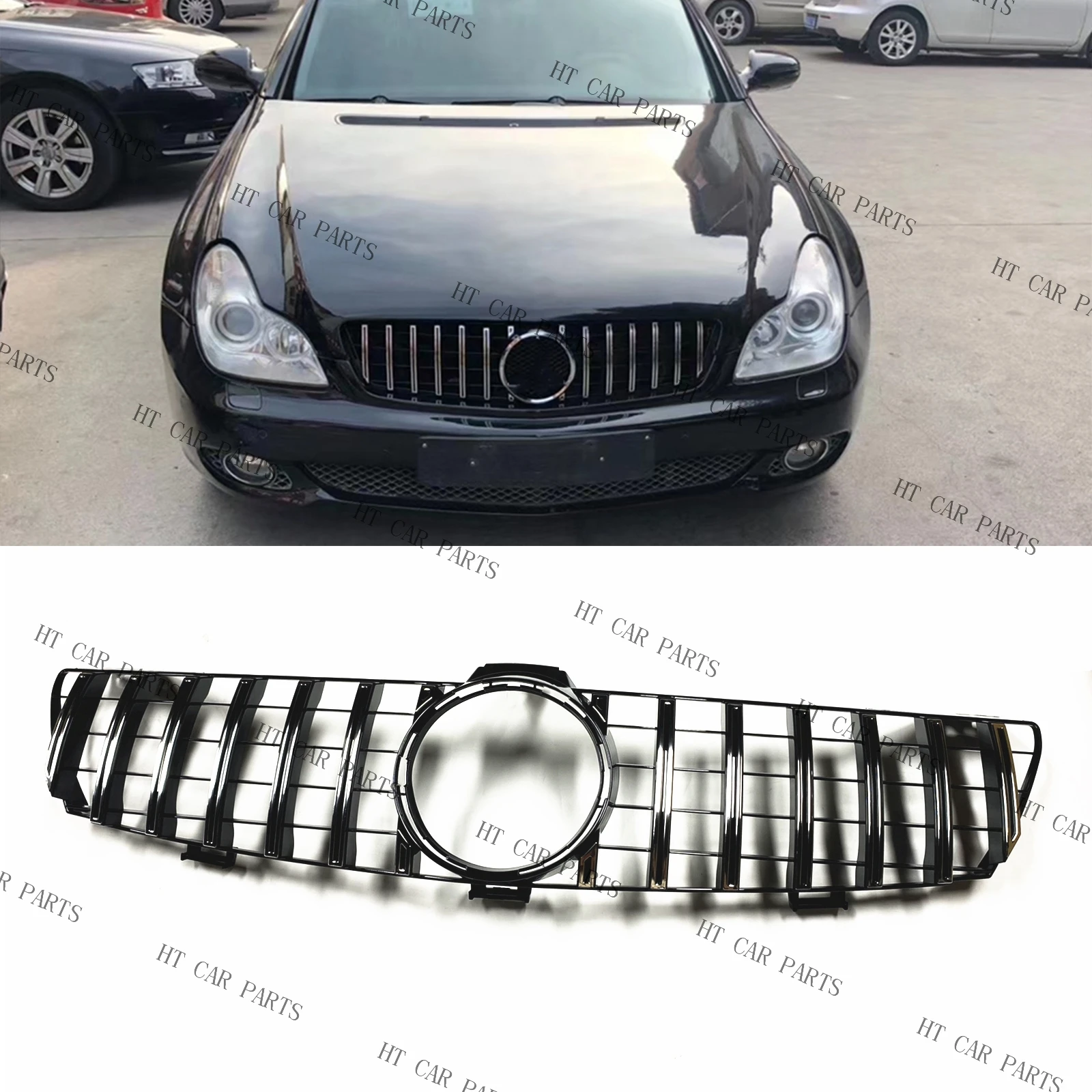 

For Mercedes-Benz CLS-Class W219 CLS350 CLS500 CLS550 CLS55 CLS63 AMG 2005-2008 GT 1 Piece Silver Front Bumper Grille Grill