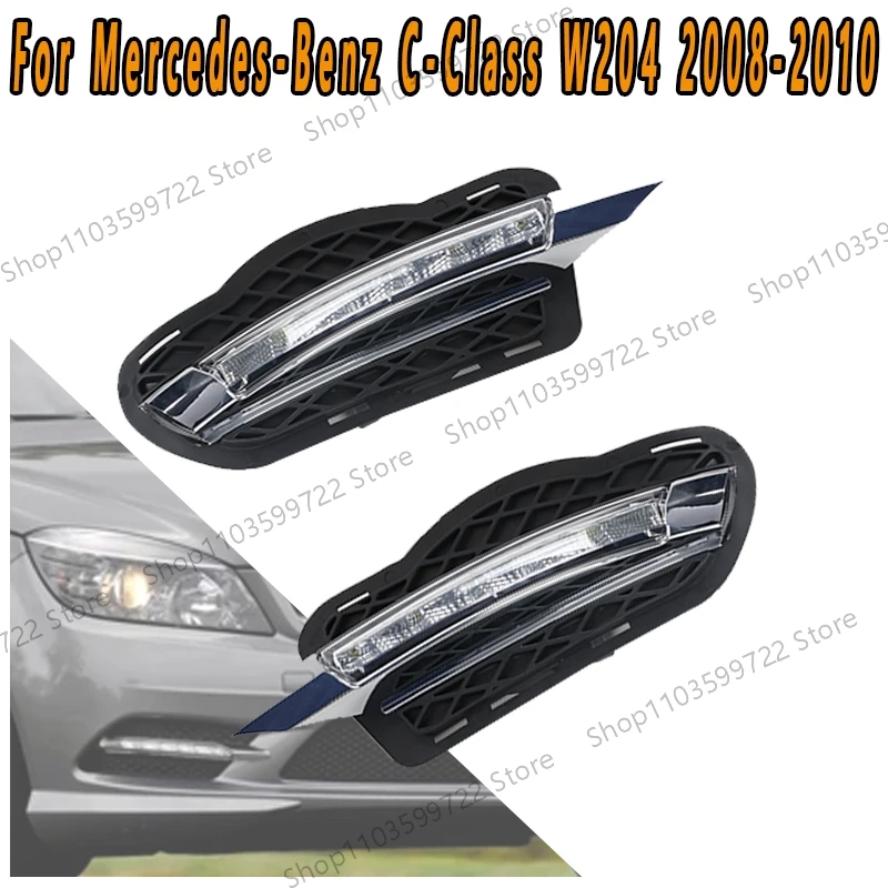 

For Mercedes-Benz C-Class W204 180 200 250 260 300 2008-2010 LED Front Bumper Fog Lights Daytime Running Lights Front Fog Lights