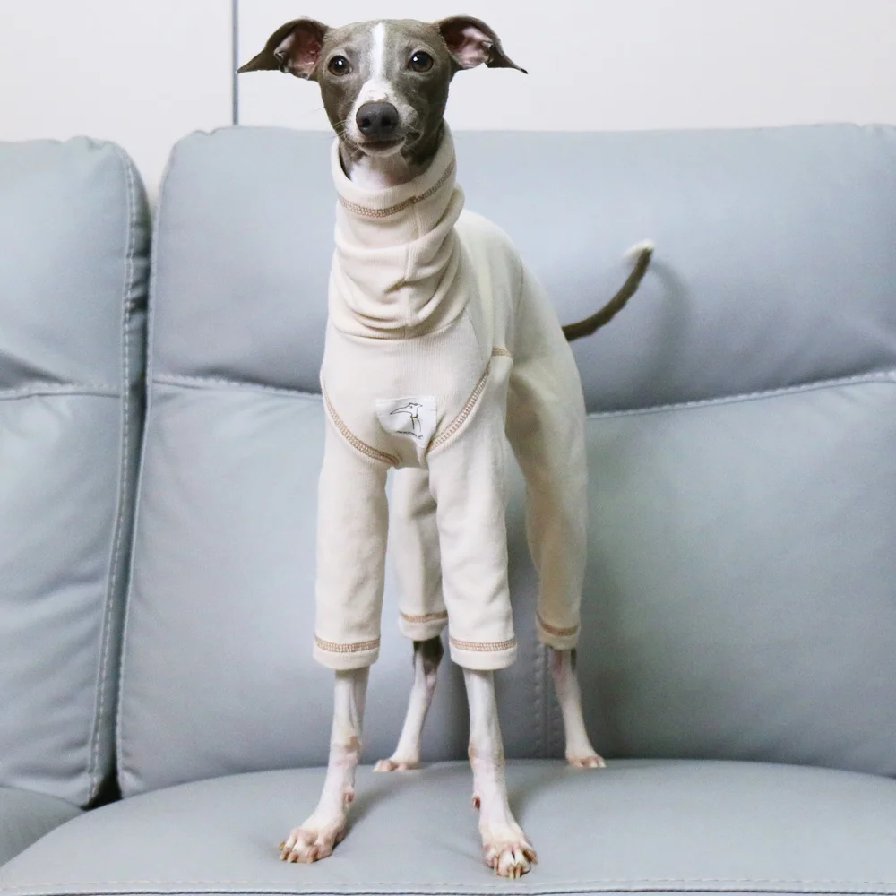 

Italian Greyhound Wellingtonian Winter Clothes Soft 4-legged Cotton Beige Coat for Whippet SpringHigh Neck Sweatshirt for Dogs