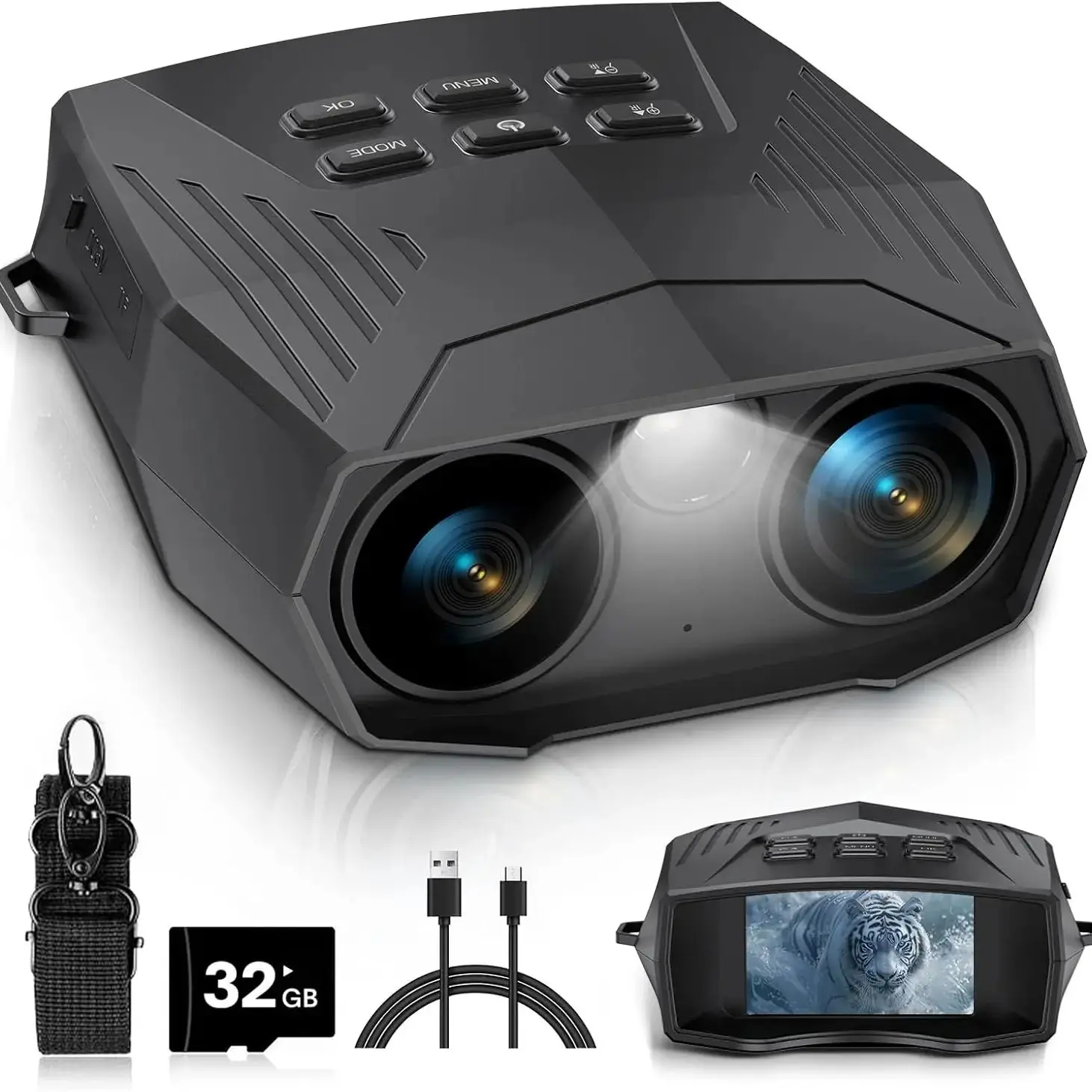 Night Vision Goggles for Adults, 5K HD 60MP Night Vision Binoculars with 3