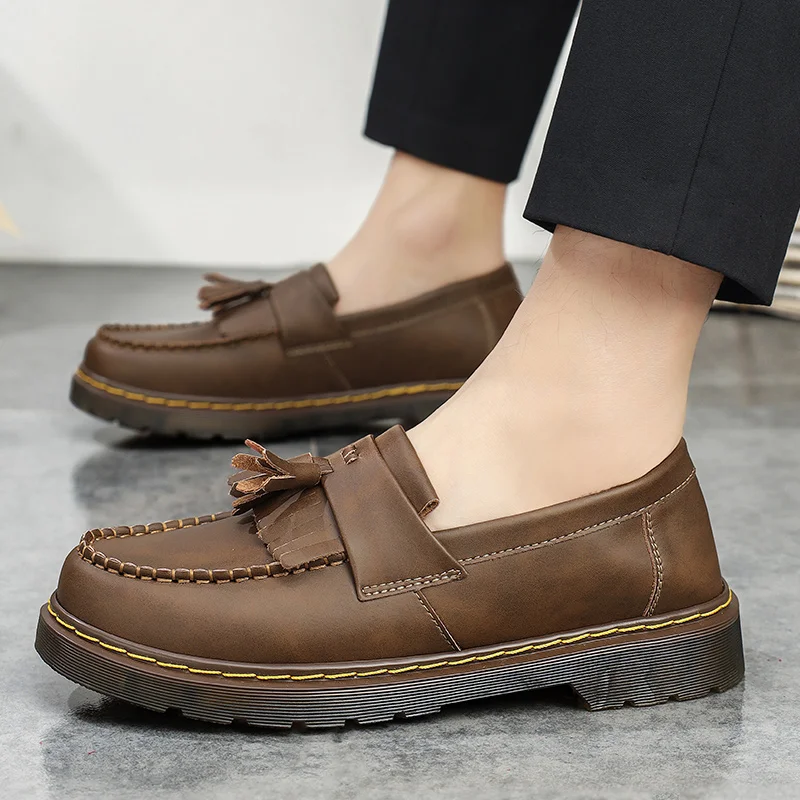 

Couple Style Small Leather Shoes, Retro Tassel Genuine Leather Loafers, Men's British Style Leather Shoes, College Style Women's