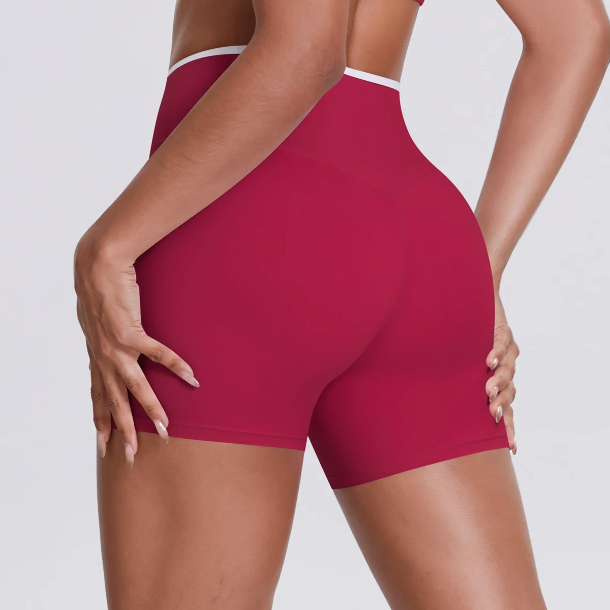 Yoga-Shorts, Damen-Fitness-Shorts, Shorts mit V-förmiger Taille, Lauf- und Fahrradshorts, atmungsaktive Sportleggings, Shorts mit hoher Taille für das Training und das Fitnessstudio. – Detail 31