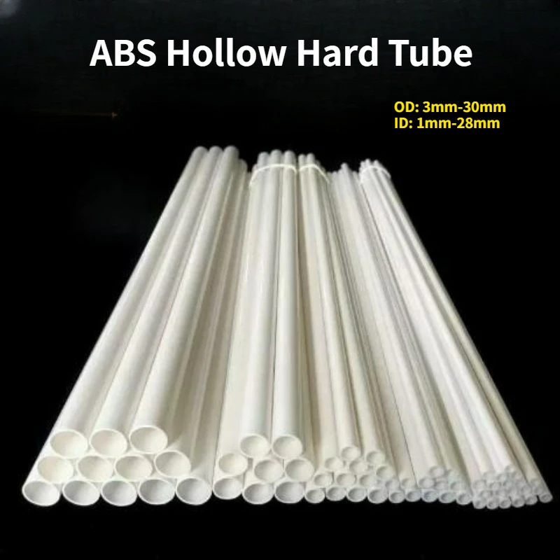 Length 500mm ABS Plastic Hollow Tube Bracket Hard Pipe Support Rod White Water Pipe OD 3mm-30mm ID1mm-28mm
