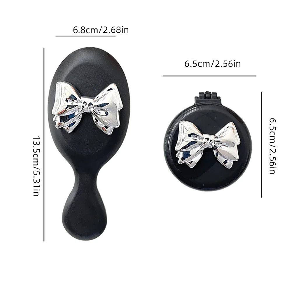 مشط تدليك لطيف قابل للطي مع مرآة مكياج للسفر وسادة هوائية بلاستيكية محمولة ومشط صغير وفرشاة شعر وربطة عنق ومشط وسادة هوائية