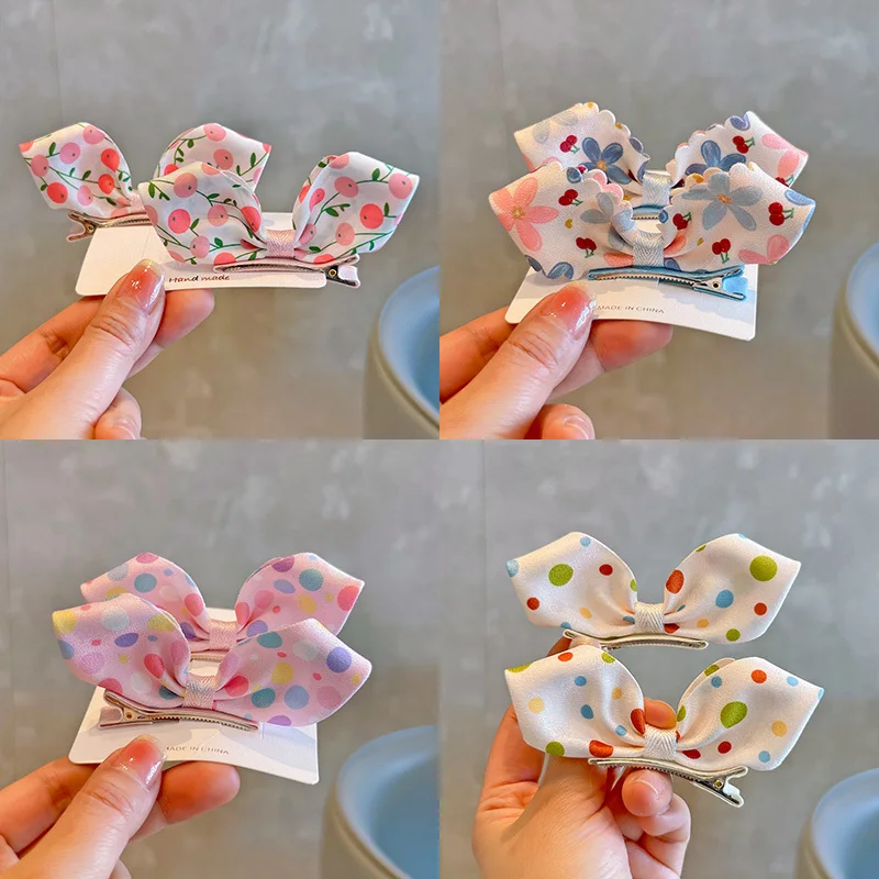 

2PCS Prints Stereoscopic Ear Bow Cute Hairpins Children Headwear Girls Clips Barrettes Hairgrips Hair Accessories