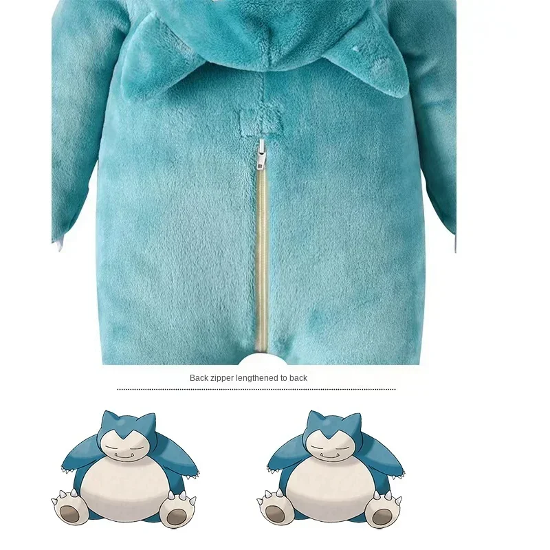 Pelele de manga larga para bebé, mono de franela Universal grueso con dibujos animados de Pokémon Snorlax, traje para gatear, disfraz para niño y niña