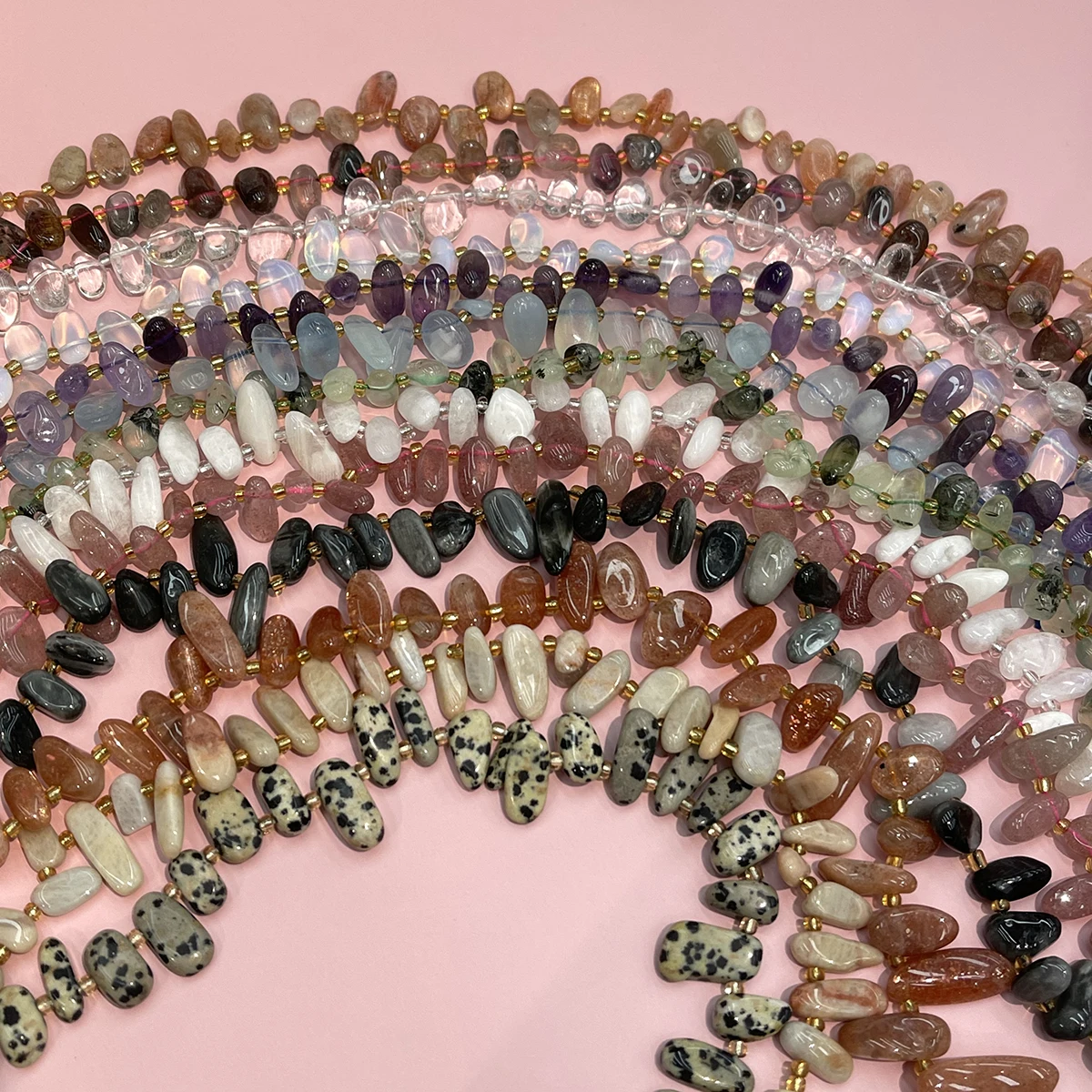 DIY-Perlen mit schrägen Löchern, Naturstein-Opal-Perlen zur Trennung, für die Schmuckherstellung, DIY-Halsketten, Armbänder, Ketten, Ohrringe, Accessoires – Detail 4