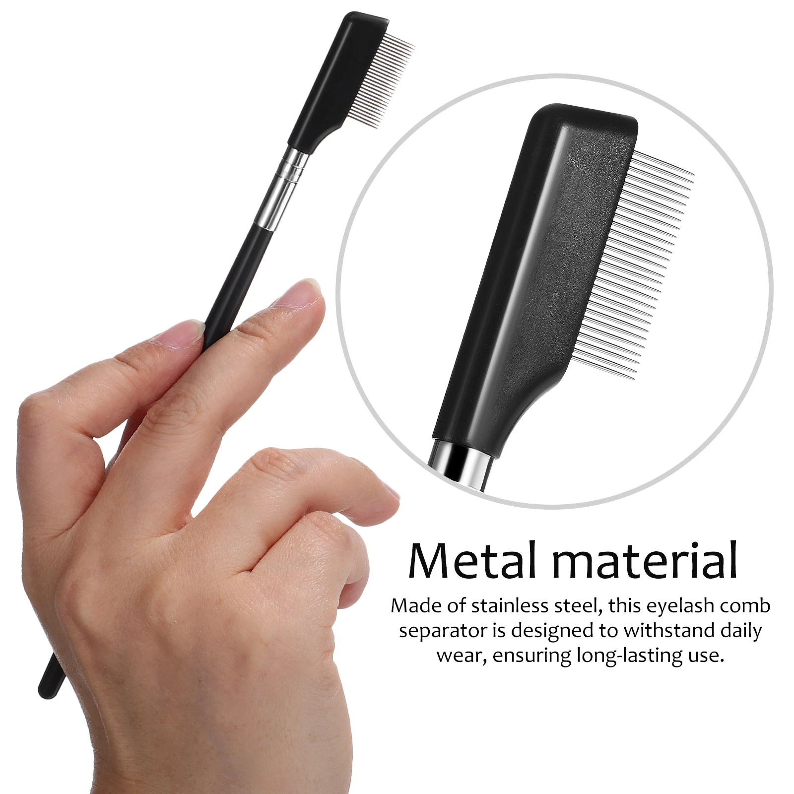 

4 Pcs Hair Curler Eyelash Comb Brush Eyelashes Stainless Steel Extension Separator