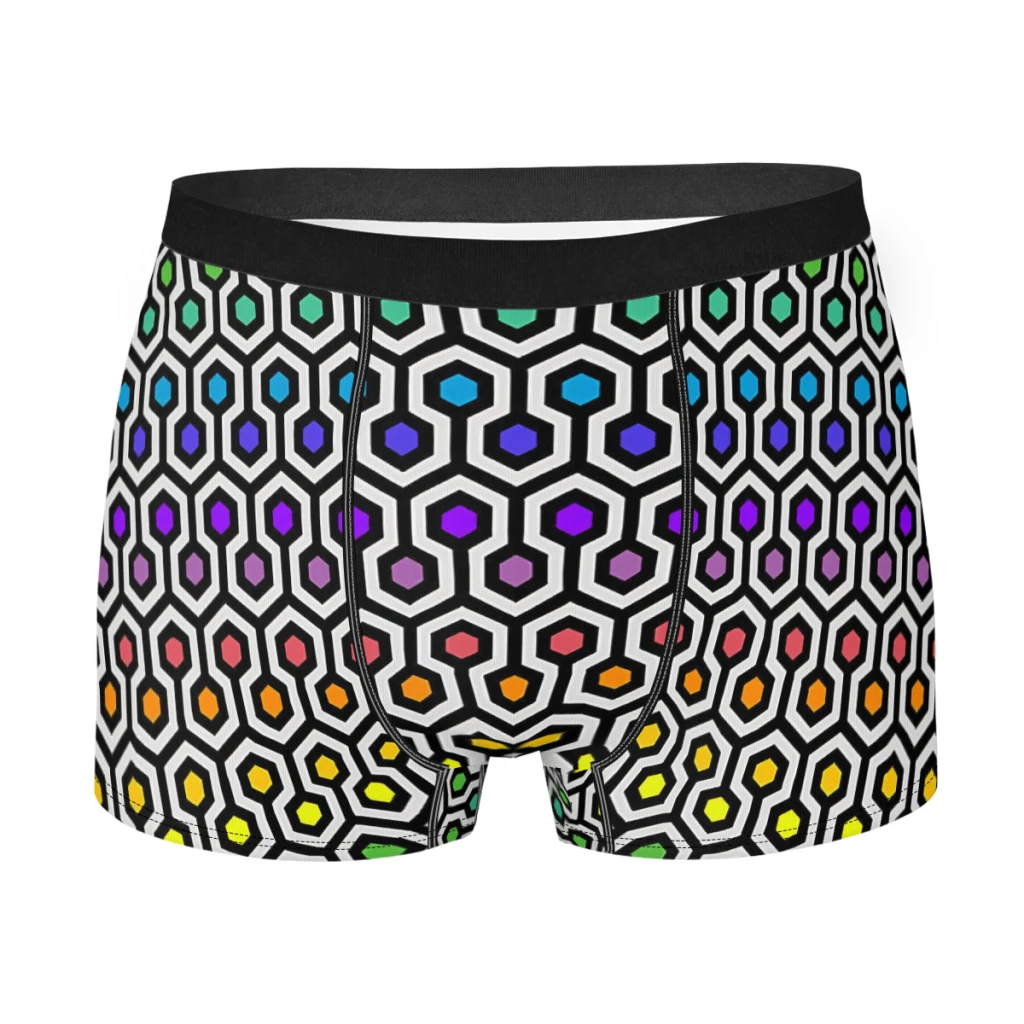 Looped Hexagons Rainbow Geometric Underpants Homme Panties Male Underwear Print Shorts Boxer Briefs