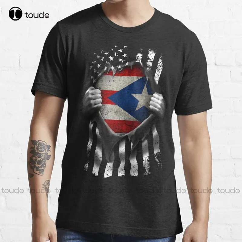 New Puerto Rican American Flag Usa Puerto Rico T-Shirt Cotton Tee Shirt white t shirts for men Unisex