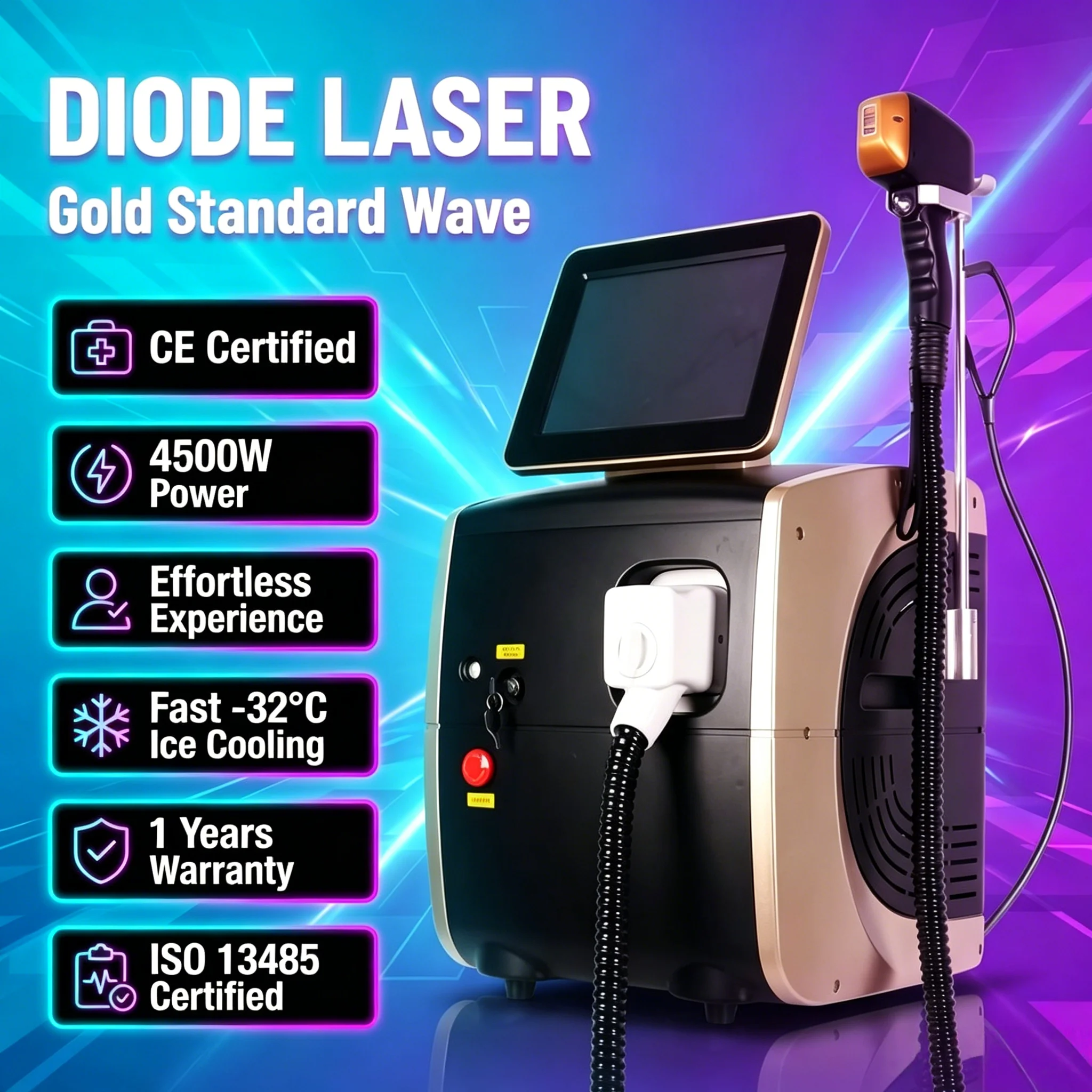 High Power Diode Las Hair Removal Machine 3 Wavelength Fast Result Hair Removing Laser Wide Application Beauty Salon