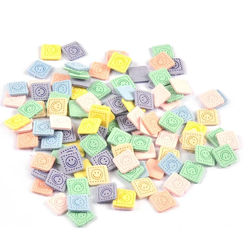 50Pcs Mini Square Smile Pattern Embossing Labels For Clothes Sewing Accessories DIY Garment Supplies Bags Hats Tags 11.7mm C3529