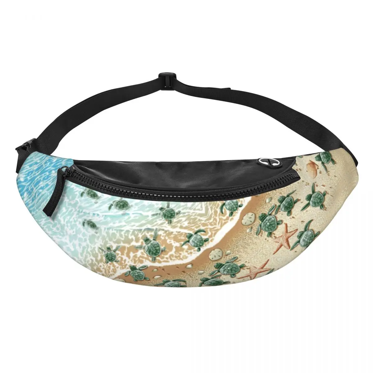 Custom Race To Safety Sea Turtle Fanny Pack Women Men Crossbody Waist Bag for Travel Hiking Phone Money Pouch