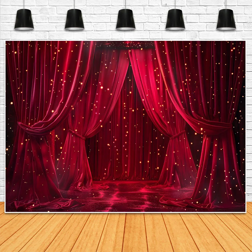 모시카 사진 배경 무대, 레드 커튼, 황금 물방울 무늬, 여성 소녀 아트 사진 배경, 사진 스튜디오 사진 촬영 소품