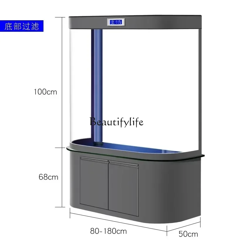 Fish tank aquarium bottom filter water-free automatic circulation filter medium and large living room household, ecological ta