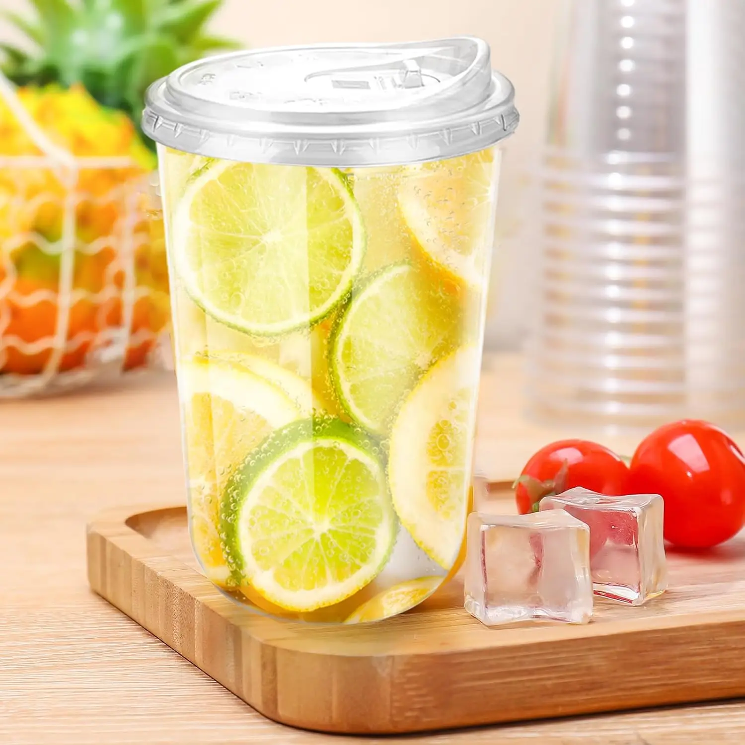 Value Pack of 20 Clear Cups, 4.72x3.54in, for Cold Brew, Iced Tea, and Healthy Drinks, Includes Matching Dome Lids