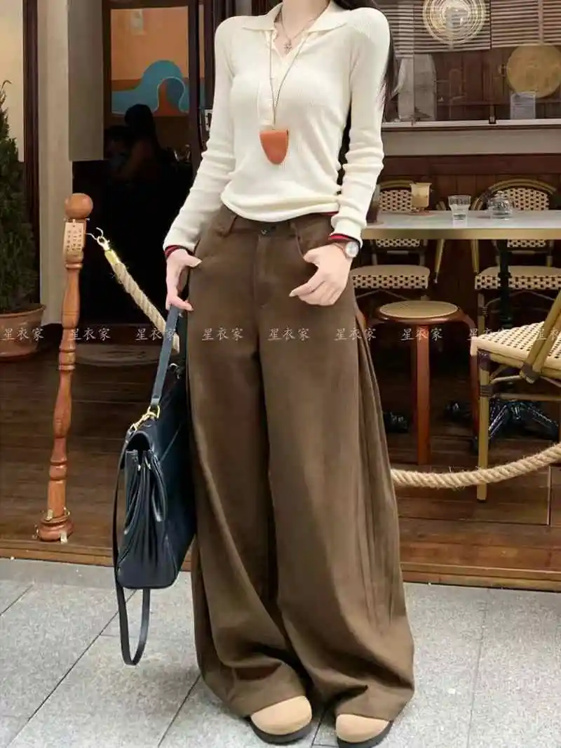 

Women Khaki Y2k Baggy Teddy Fleece Long Pants Harajuku Warm Thicken Pants Vintage Trousers Japanese 2000s Style Oversize Clothes