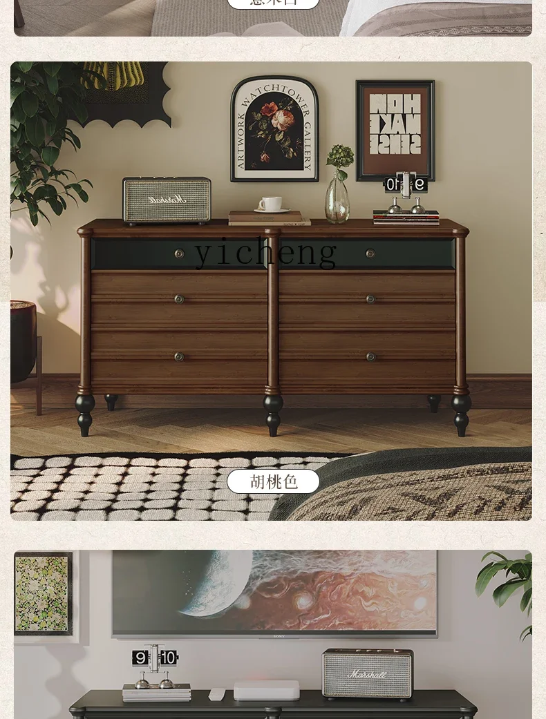 solid wood six-bucket cabinet, living room, bedroom against the wall, bedside locker, storage bucket cabinet