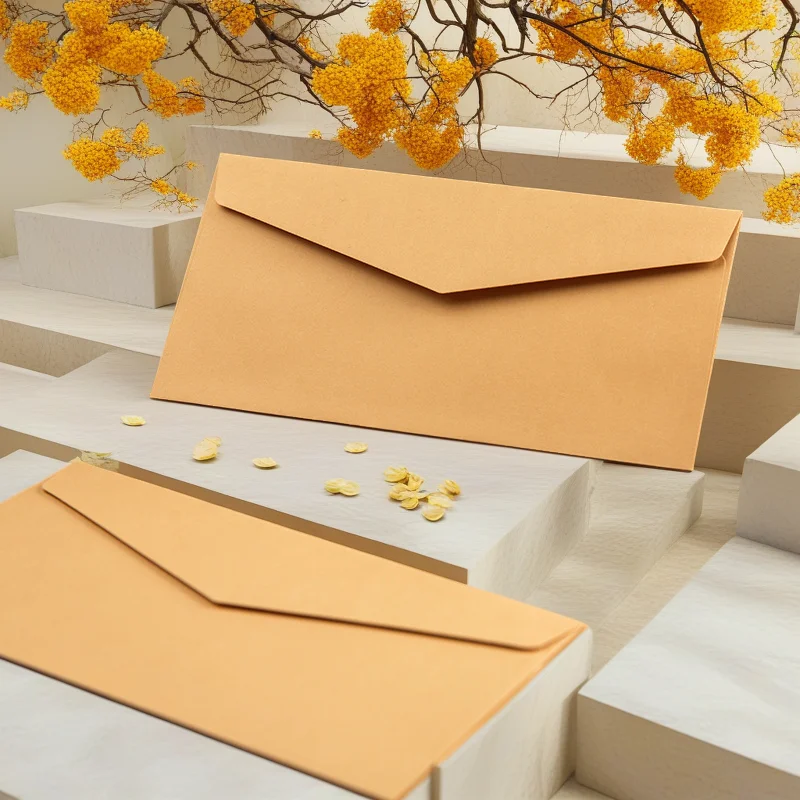 

10Pcs European Blank Retro Kraft Paper Envelope, Self-adhesive White Kraft Paper Envelope Bag