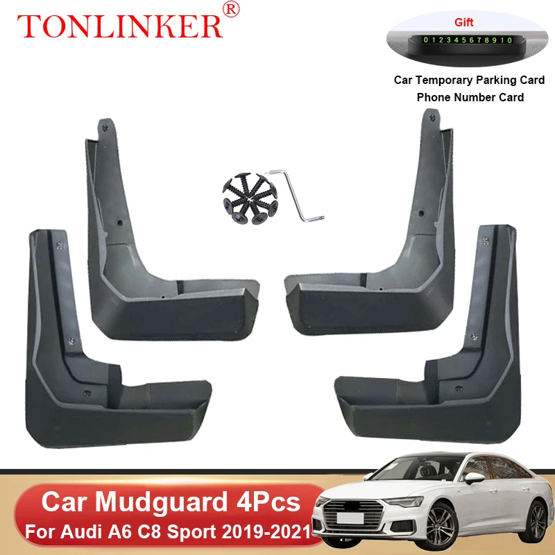 

TONLINKER Car Mudguard For Audi A6 C8 Sedan 2019 2020 2021 Sport Mudguards Splash Guards Front Rear Fender Mudflaps Accessories