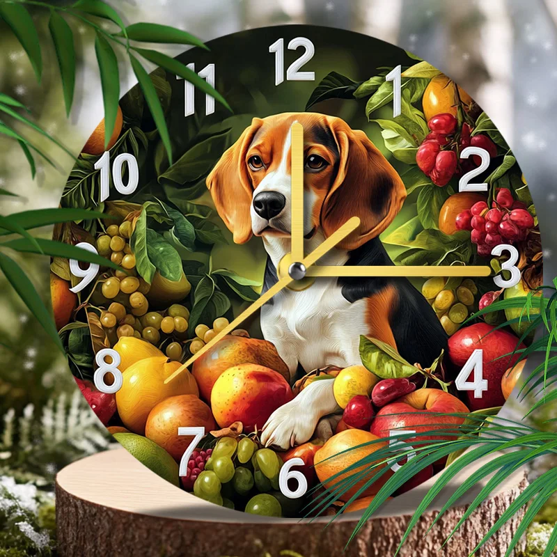 Beagle Pet Clock – Decorative Cat Dog Memorial Gift – Premium Aluminum Alloy, HD Textured Printing, Custom Design for Pet Lovers