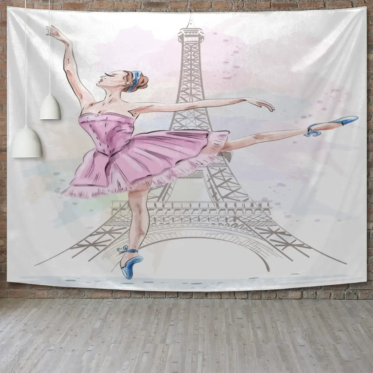 Contemporary Tapestry Color Painting of Ballerina Tapestry Performing Dance Tapestry Wall Hanging for Bedroom Living Room Dorm