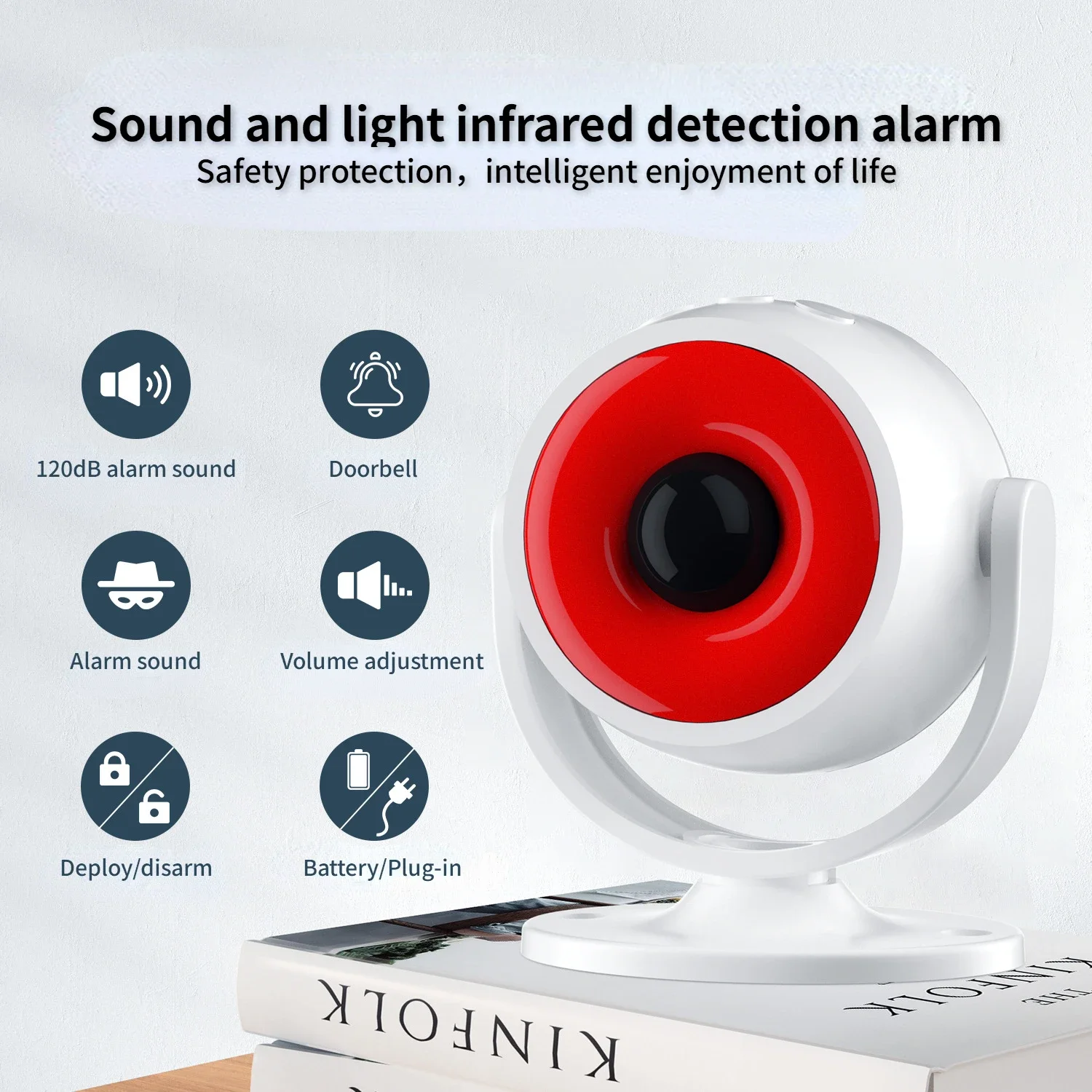 Indoor sound and light infrared alarm Human body induction detector Anti-theft alarm Welcome infrared detector Remote control