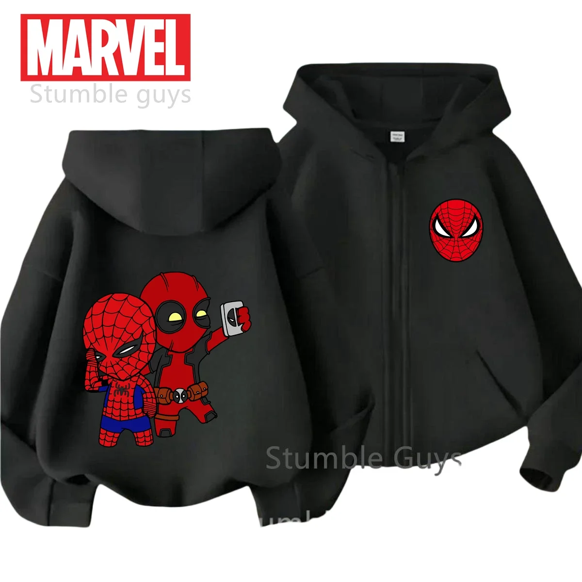 

Толстовка с капюшоном на молнии «Мстители: Человек-паук», весенне-осенняя детская одежда для мальчиков и девочек, толстовка в стиле аниме Marvel, спортивный костюм супергероя