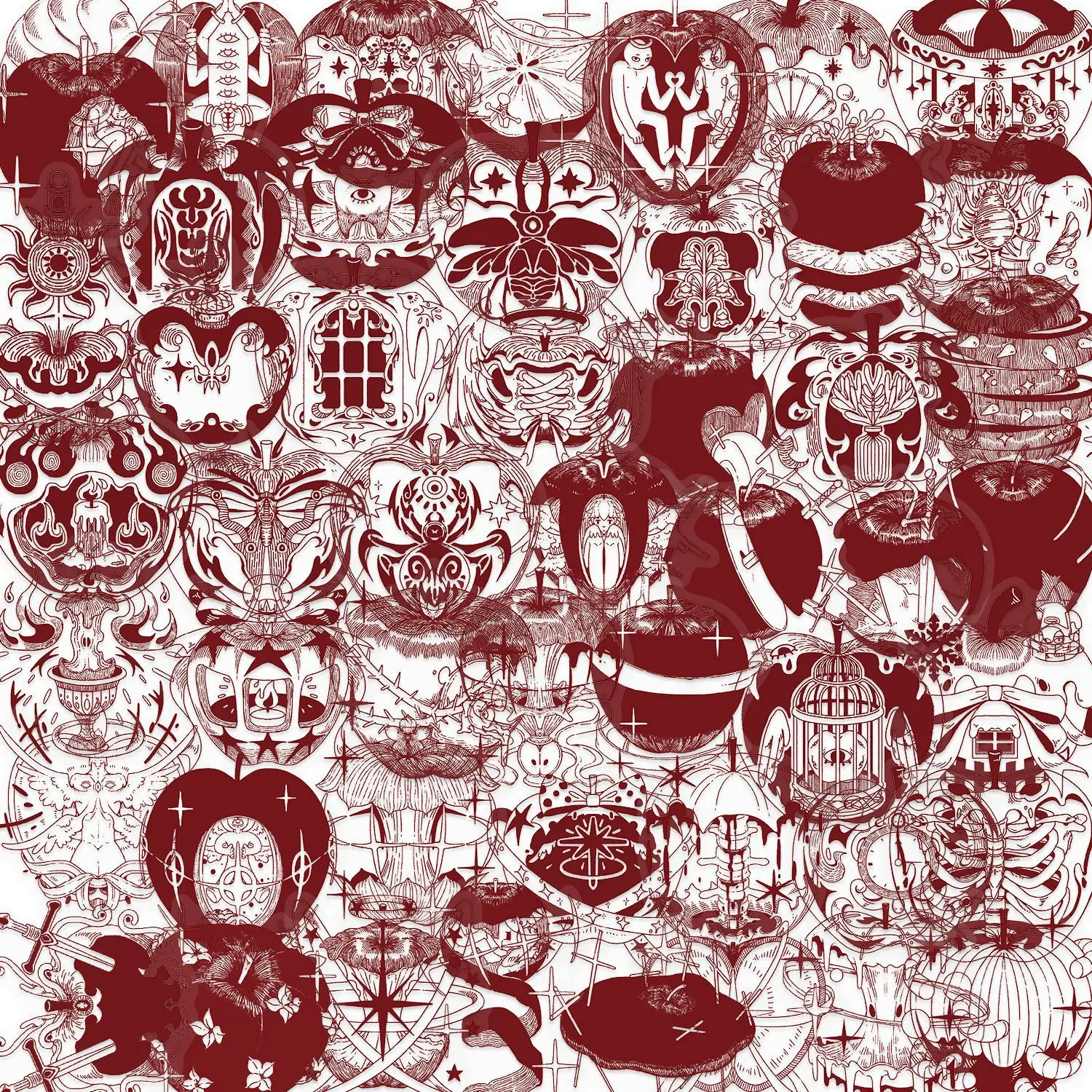 

10/30/50PCS Retro Red Apple Stickers Waterproof PET For Phone Bottle Scrapbook Travel Bag DIY Aesthetic Decals Creative Gifts ﻿