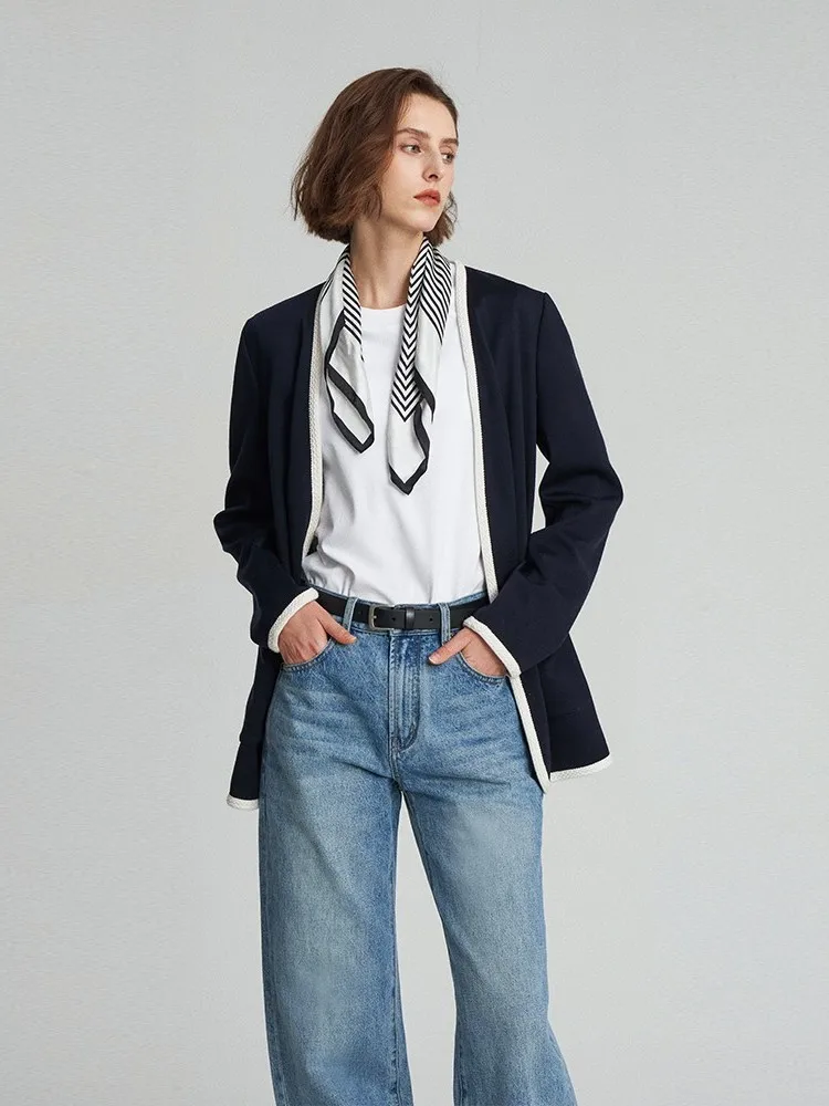 

Женский шерстяной кардиган на пуговицах средней длины с длинными рукавами, осенний модный цветной кардиган на шнуровке, свободный крой, костюмный жакет