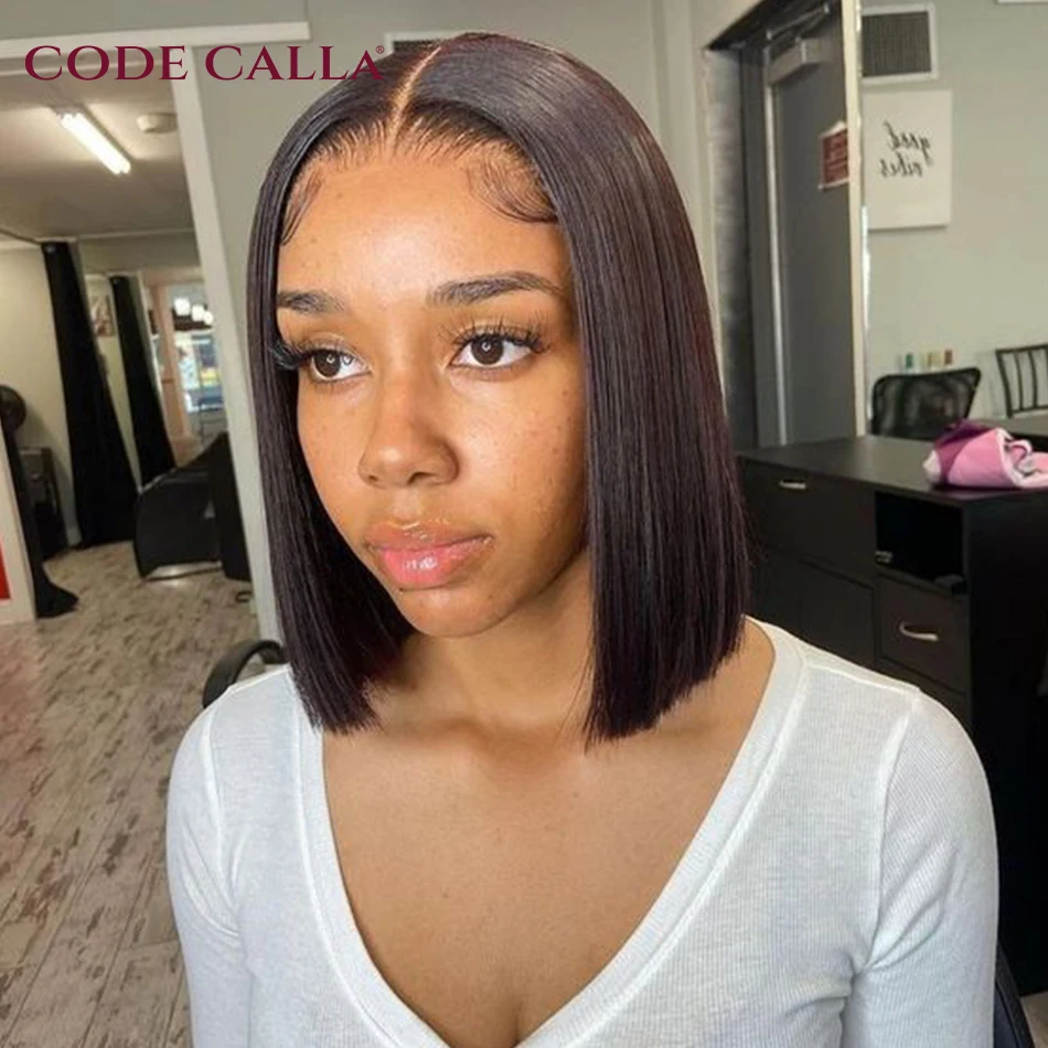 Short Bob Human Hair Wigs Brazilian 13X1 Glueless Straight Lace Front Wigs For Women Transparent Lace PrePlucked Bob Wig On Sale