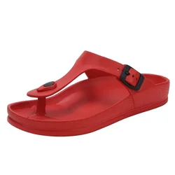 Tongs plates avec boucles pour femmes et hommes, chaussures d'extérieur, pantoufles, grande taille 43