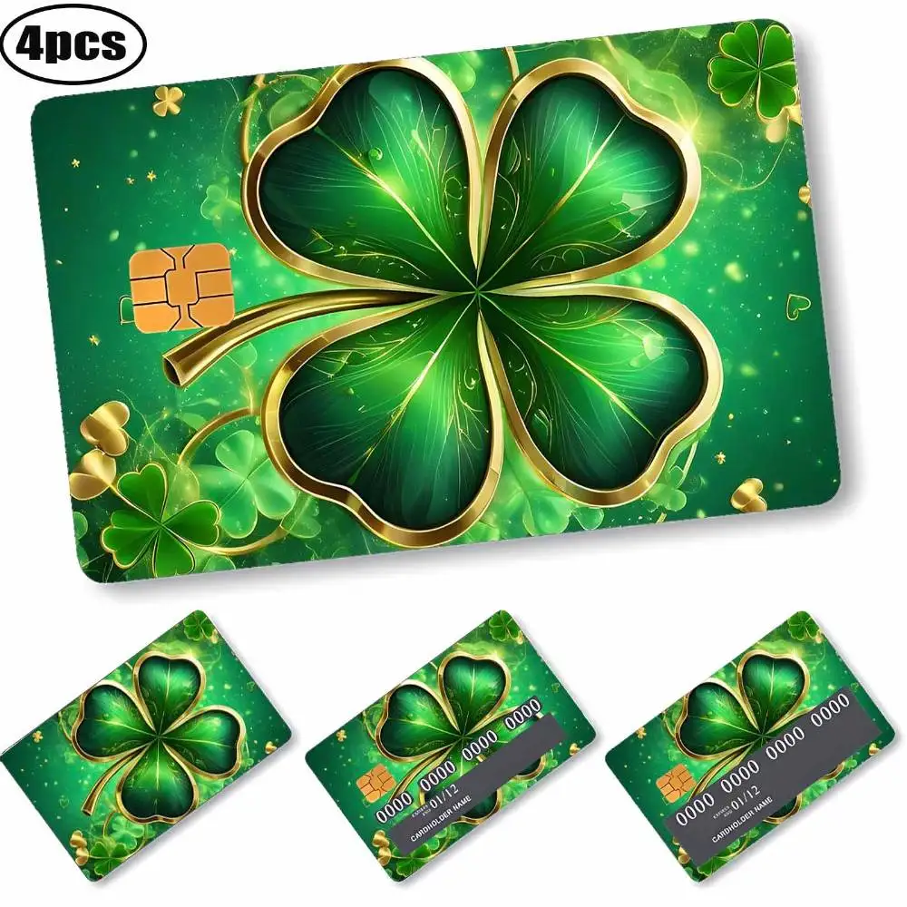 Golden Clover Themed Credit Card Sticker Self Adhesive PVC Decal Saint Patrick Day Gift For Debit Transit Cards