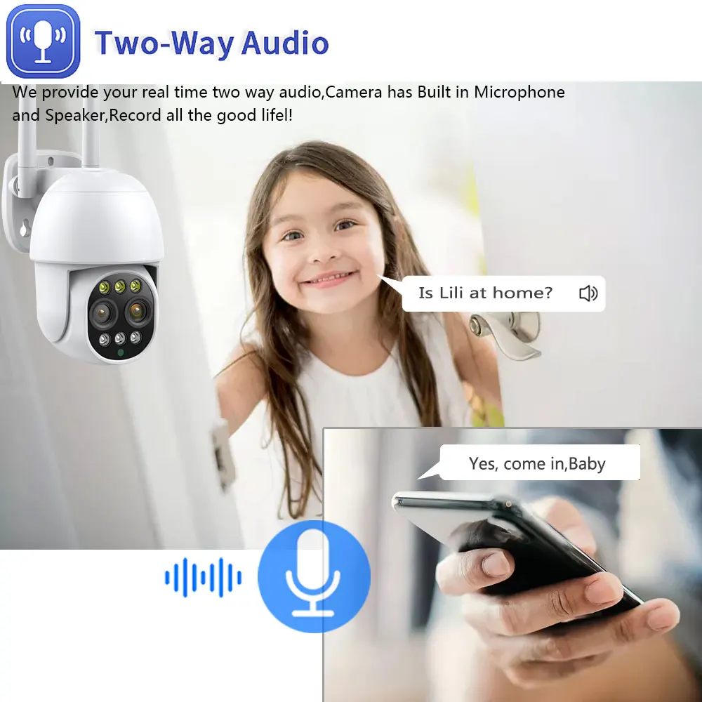 8CH 8MP WiFi PTZ Camera System H.265 Smart AI Security Set Two-way Audio Humanoid Auto Tracking Color Night Vision 4MP Dual Lens