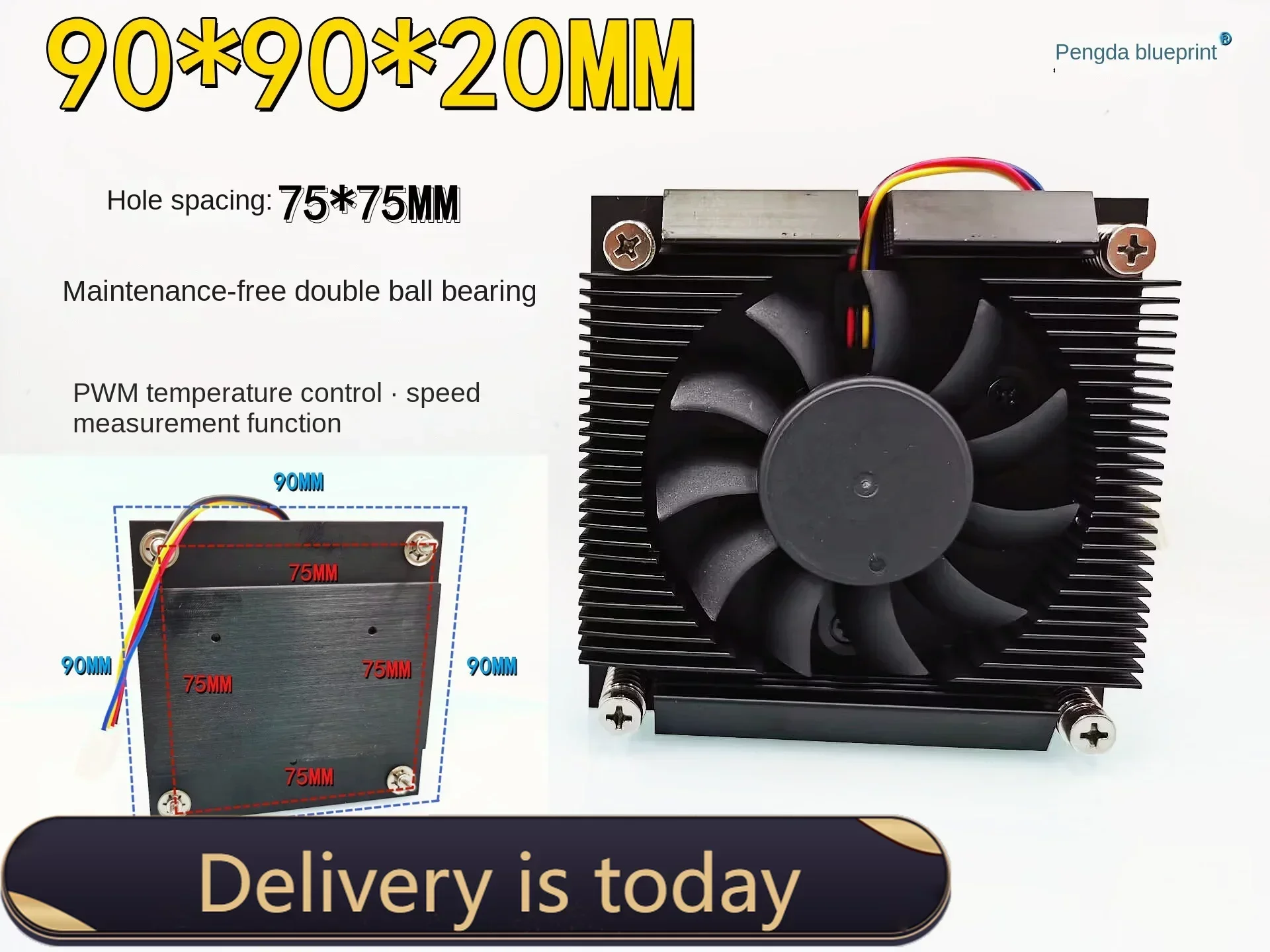 pa  dual ball bearing computer CPU chassis graphics card with large air volume 9CM aluminum plate 12V temperature control