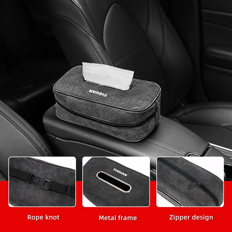 

Car In-vehicle Larger size Leather Checkered Tissue Storage Box For VW Tiguan Golf Jetta Passat mk4 CC Golf 5 7 Scirocco Sagitar