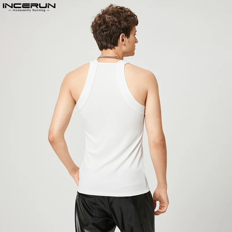 2023 Fashion Men Tank Tops Solid Color O-neck Sleeveless Skinny Vacation Casual Vests Streetwear Party Men Clothes S-5XL INCERUN